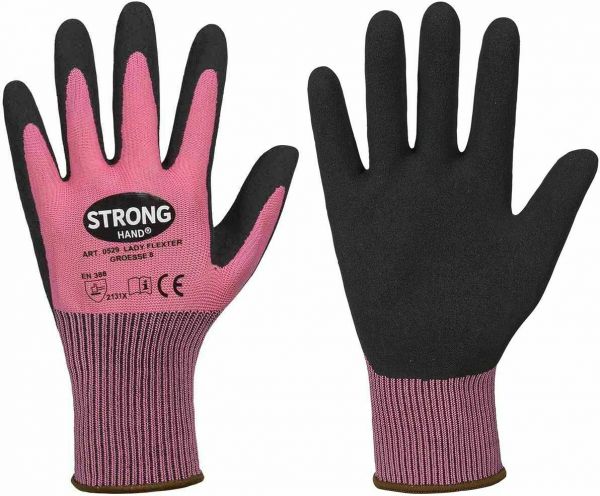 Strong 12 Paar Damen Arbeitshandschuhe Latex pink